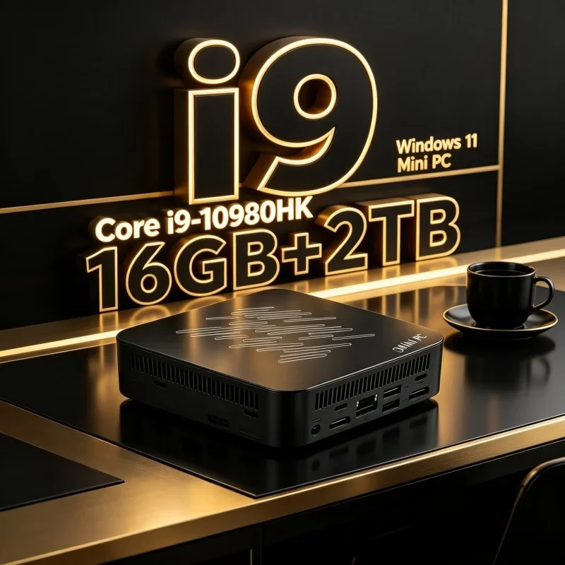 High Performance Linear‑Stripe Pattern Mini PC Intel Core i9 10980HK 32GB RAM 1TB SSD 4K Gaming Office Home Desktop Computer