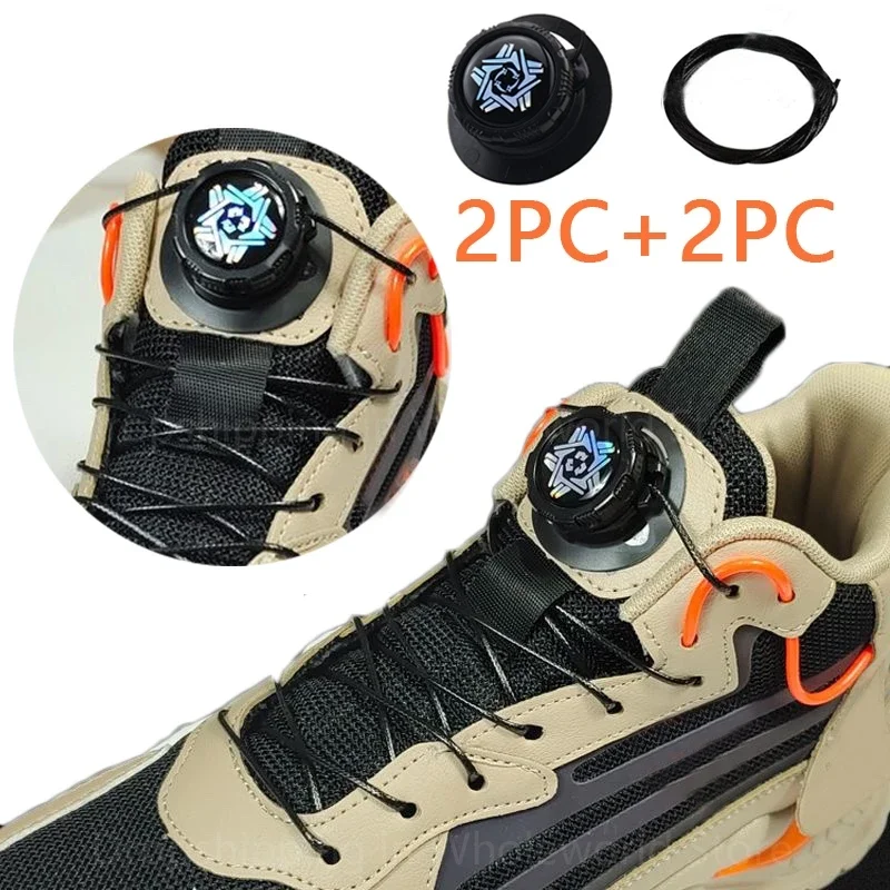 Metal Wire Laces Rotating Automatic Buckles Rope Sneaker Shoe Laces Easy No Tie Shoe Laces Quick Lock Shoestrings Child Unisex