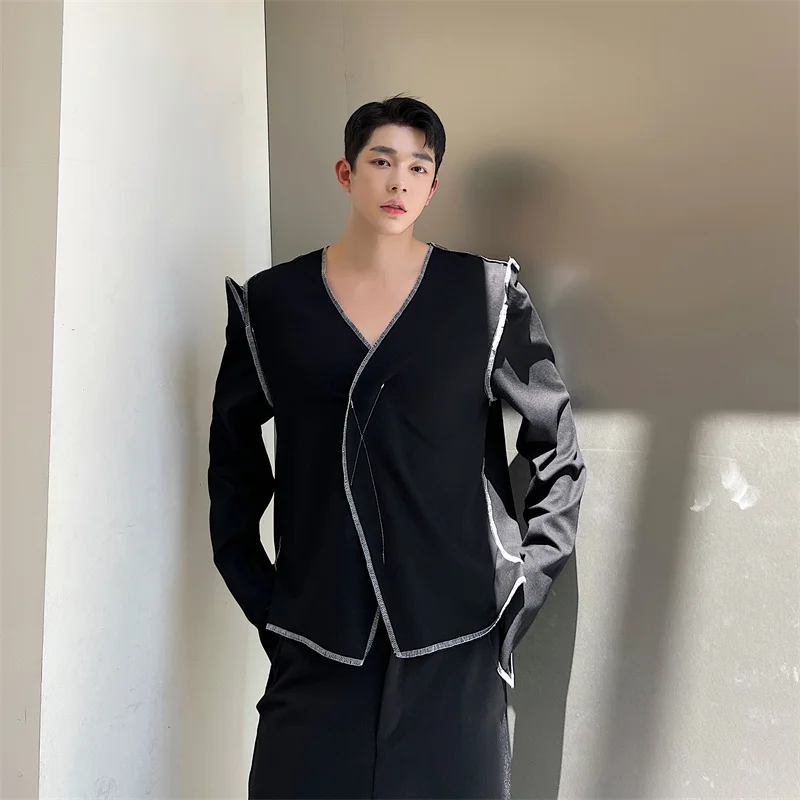 

Новая мужская толстовка Spring New Sle: весенне-осенняя версия, уличный дизайн, с яркими контрастными линиями, пуловер.