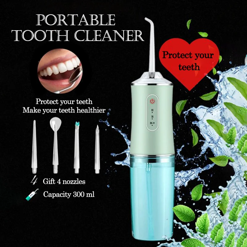 

NEW Dental Oral Irrigator Water Flosser Thread Teeth Pick Mouth Washing Machine 5 Nozzels 3 Modes USB Rechargeable 300ml Tank