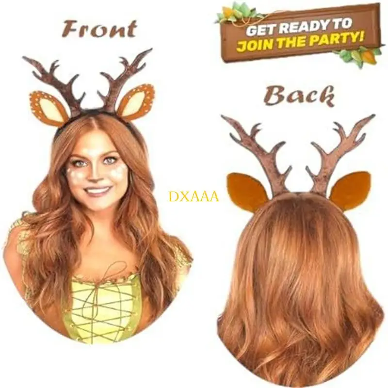 مجموعة ملصقات تزيين عيد الميلاد من القماش الآمن للأطفال من DXAA على شكل قرون الرنة