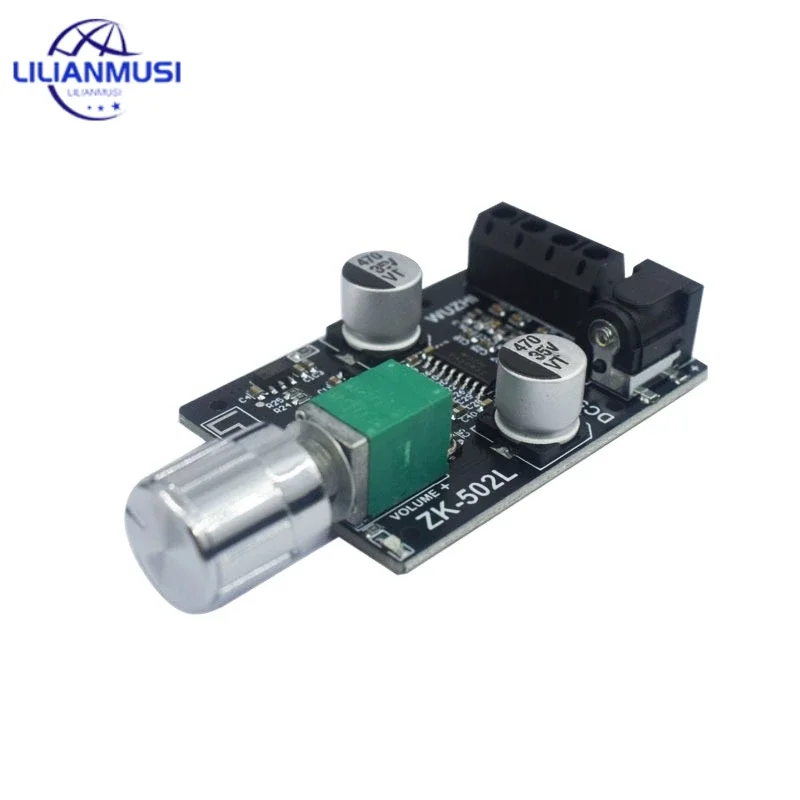 ZK-502L Mini BLE 5.0 Digital Power Amplifier Board Module DC 5-24V BLE5.0 Wireless Audio Stereo 50W*2 50W+50W AMP Amplificador