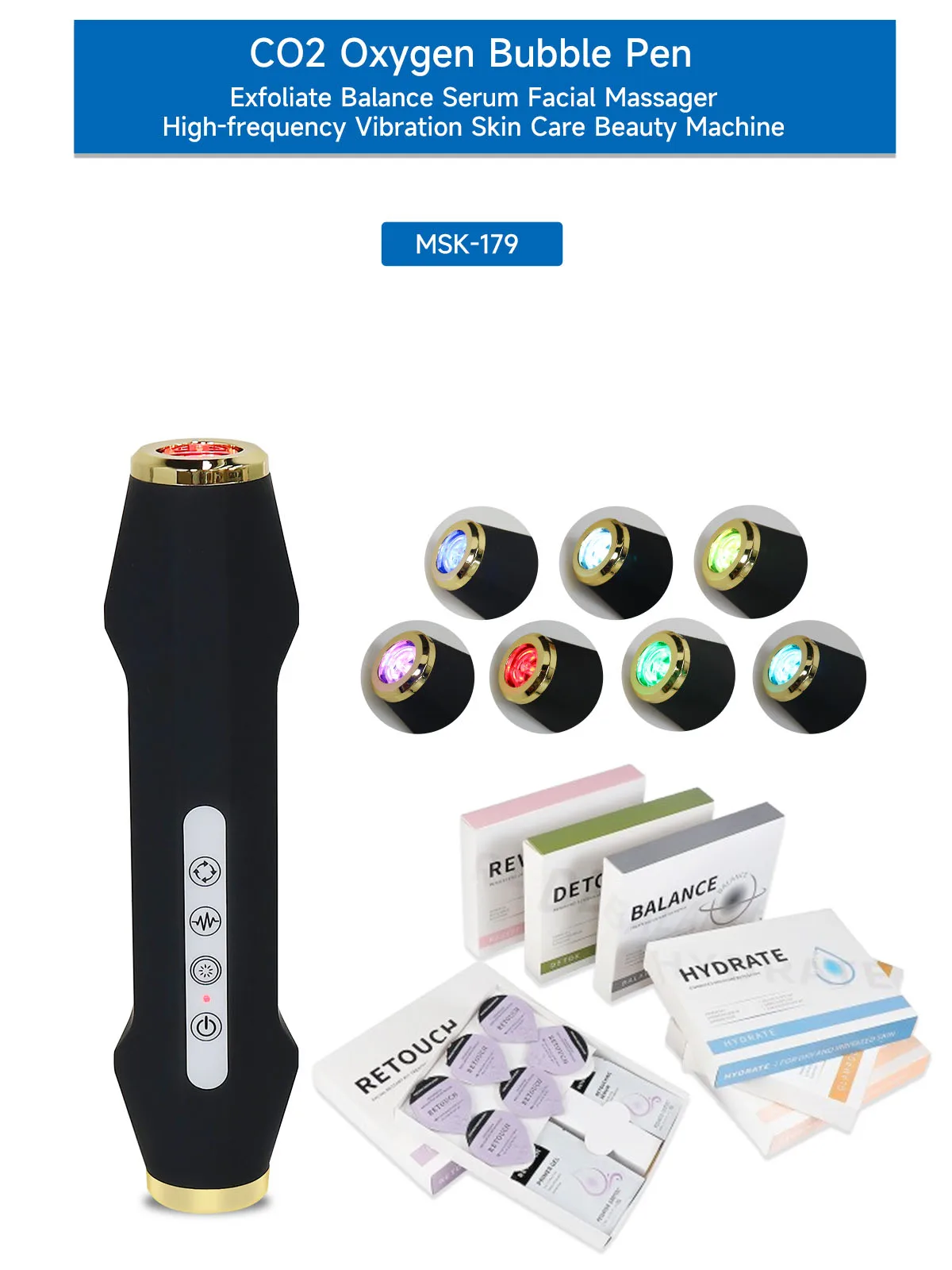 skin care beauté soin visage machine a bulle Machine à bulles d'oxygène pour le visage, appareil de beauté, 7 types, CO2, jet d'oxygène, capsule de spa, gel de sérum, massage du visage, extinction de la température