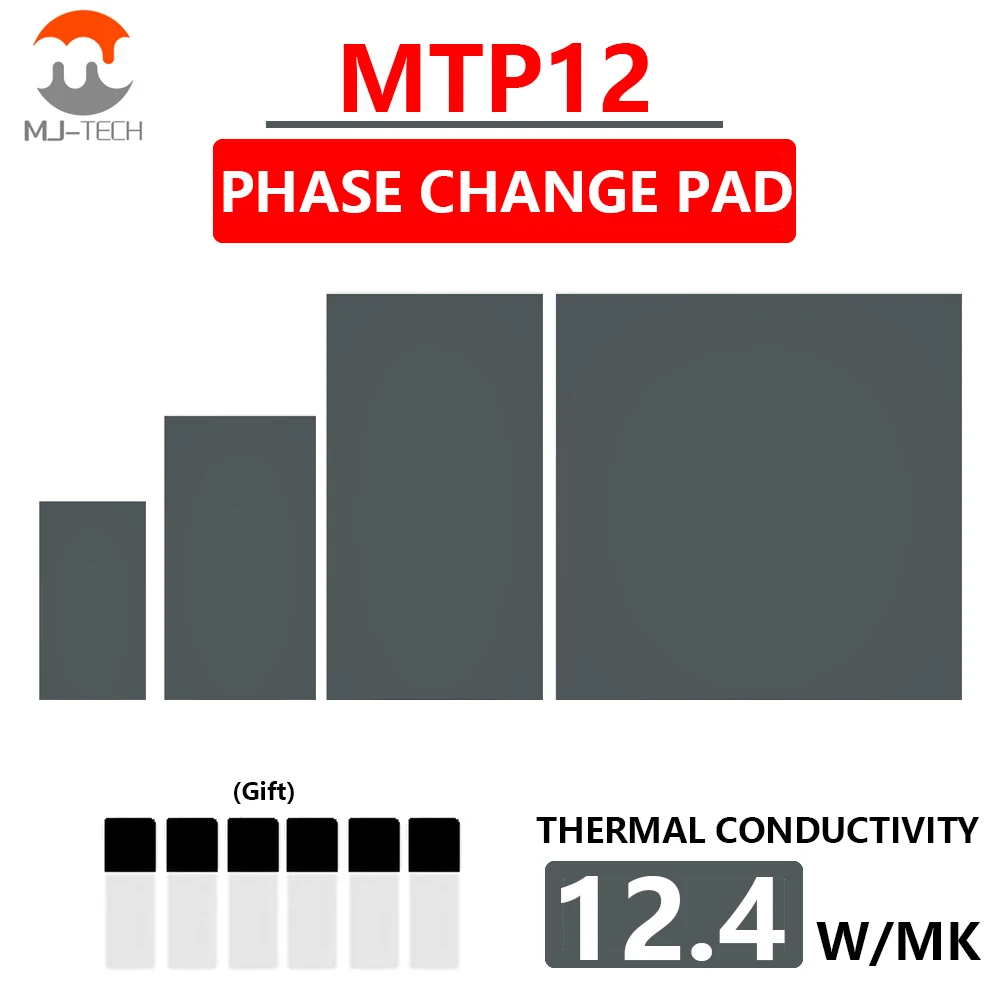 MJ-TECH MTP12 لوحة تغيير المرحلة لأجهزة الكمبيوتر المحمول لوحة حرارية 12.4 واط/mK وحدة معالجة الرسومات وحدة المعالجة المركزية تبديد الحرارة سيليكون معجون موصل حراري