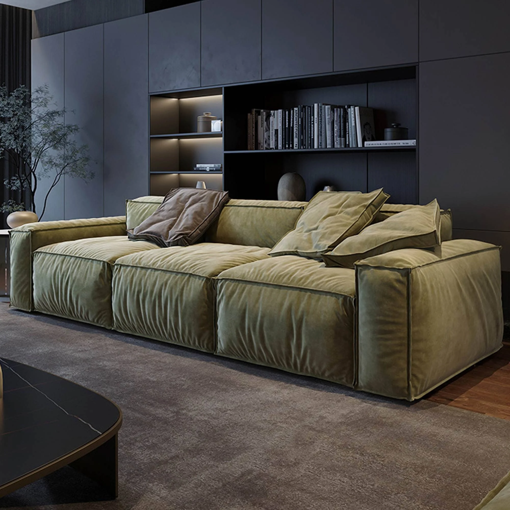 Luxury Assembled Square Corner Sofa Modular Sofa Fabric Color Living Room Furniture Combination Sofa Set Furniture