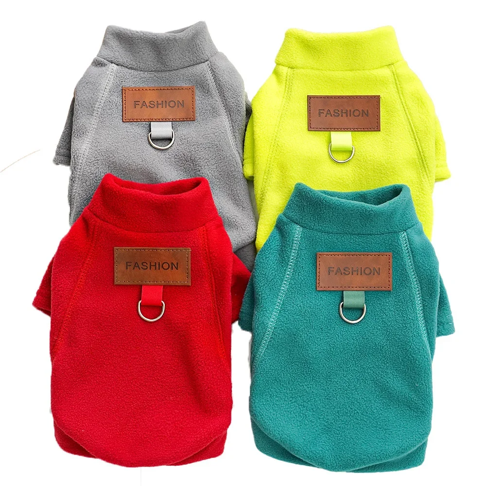 Pet High Neck Solid Color Base Shirt Autumn and Winter Velvet Base Shirt Home Clothes Pajamas Teddy Bear Puppy Clothes