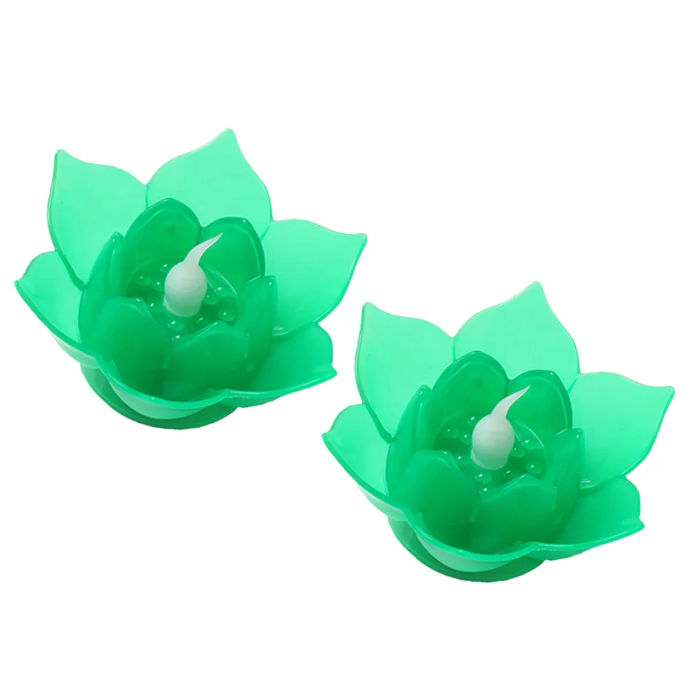 

2Pcs LED Lotus Lantern Electronic Flameless Lights Green Nightlight Decorative Buddha Lamp for Birthday Festival Ambient
