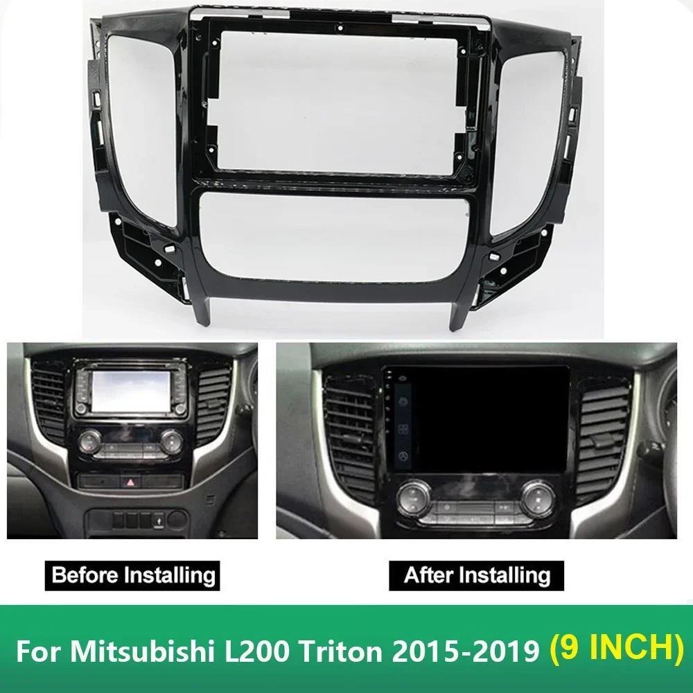 2DIN Car Stereo Radio Fascia Navigation Panel Trim Bezel Replacement for Mitsubishi L200 Triton 2015-2019 Manual AC