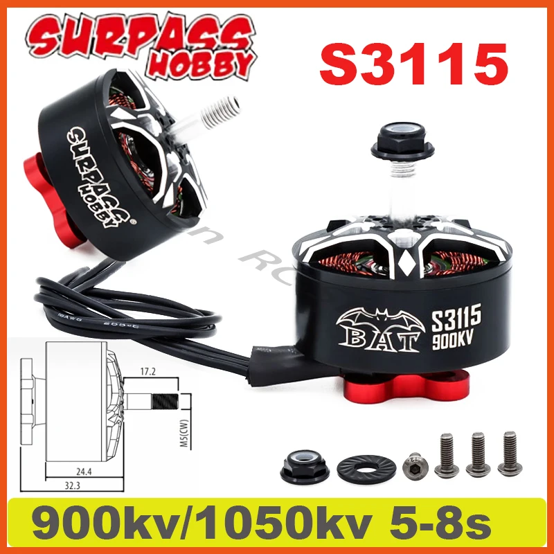 

Двигатель безщеточный Exceed Hobby Bat S3115 900kv 1050KV 5-8s для FPV гоночного дрона дальнего радиуса действия, запчасти «сделай сам»