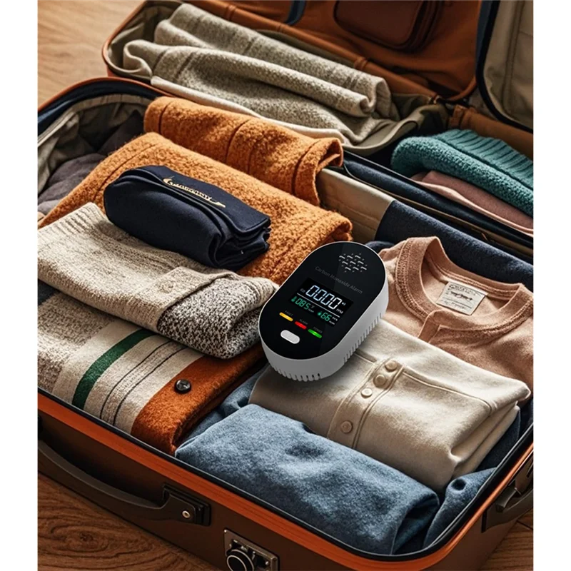 【B89E】Com sensor de umidade e temperatura com display LCD aviso de som e luz para viagens em casa, escritório, hotel, plugue UE