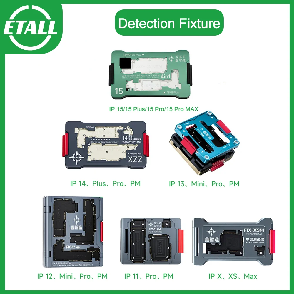 

iScoket For iPhone X-11 Pro Max 13 mini 14 Plus/15 Mainboard Layering Tester Logic Board Mid-Frame Upper/Lower Detection Fixture