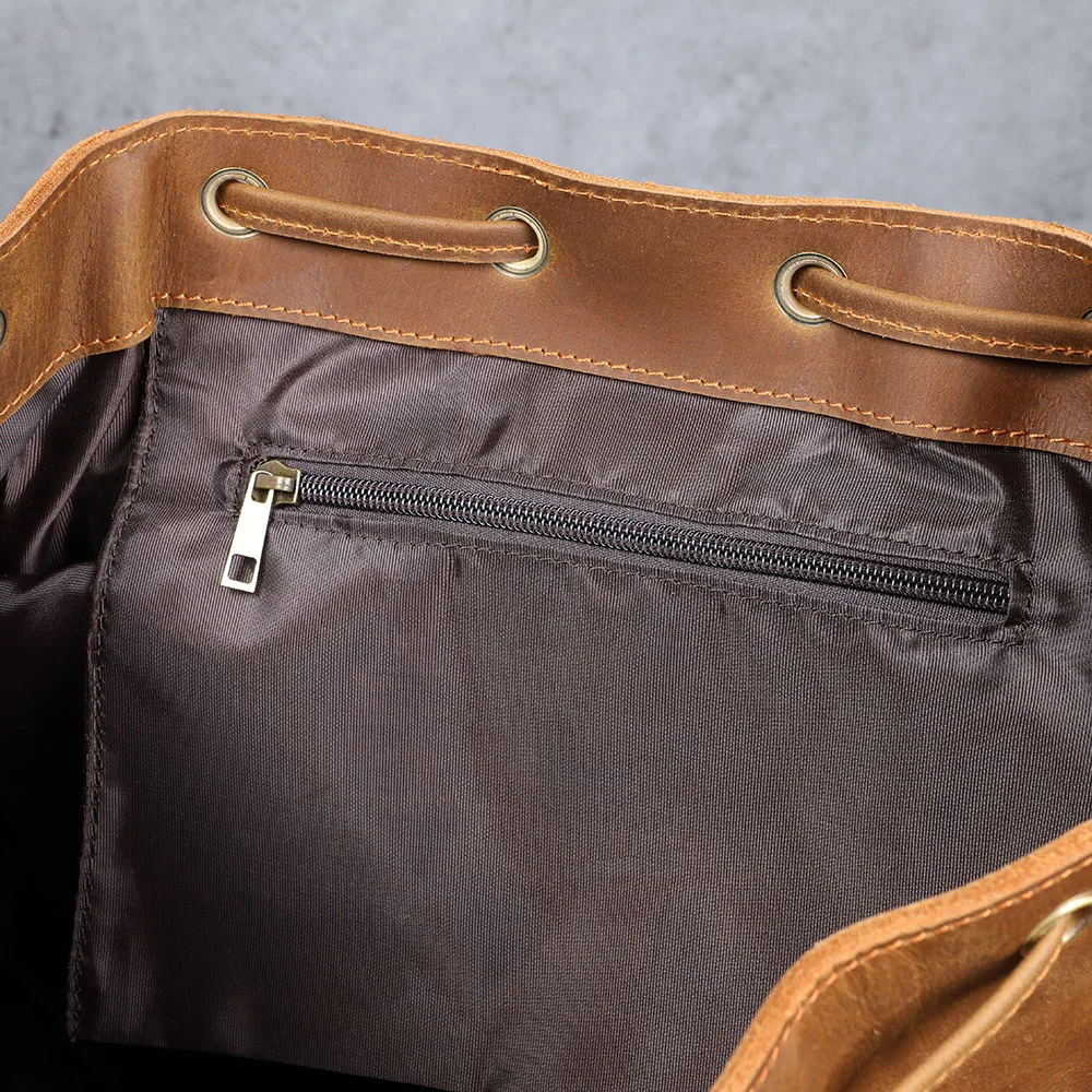 S.WORKER Vintage Echtleder Herrenrucksack Laptop-Tasche Casual Crazy-Horse Leder Schultasche Outdoor Reise-Weekender-Tasche – Detail 16