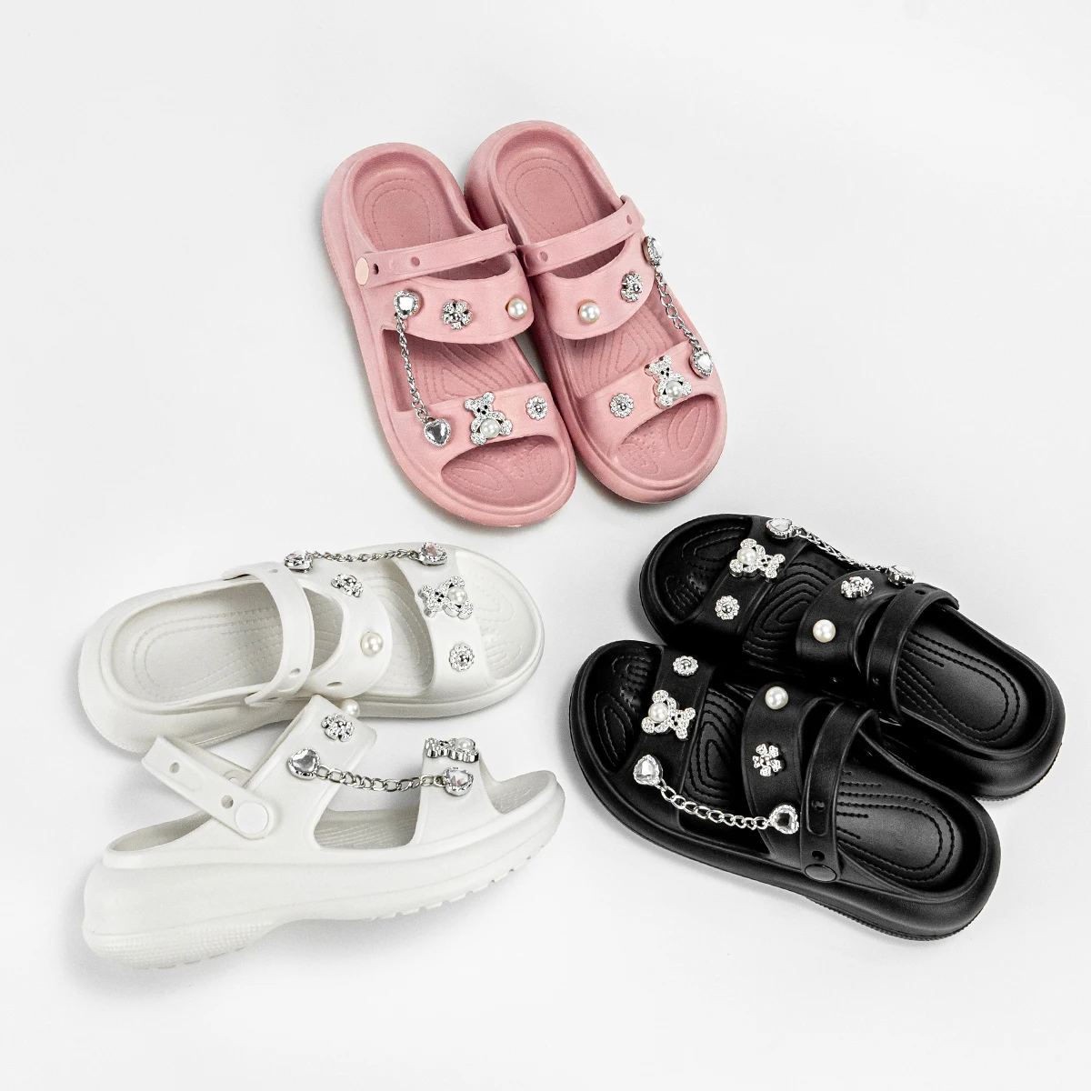 Fashion Hot-Selling Cartoon Silver Bear Parent-Child Slippers New Flat-Soled Boys' and Girls' Non-Slip Soft-Soled Sandals 811