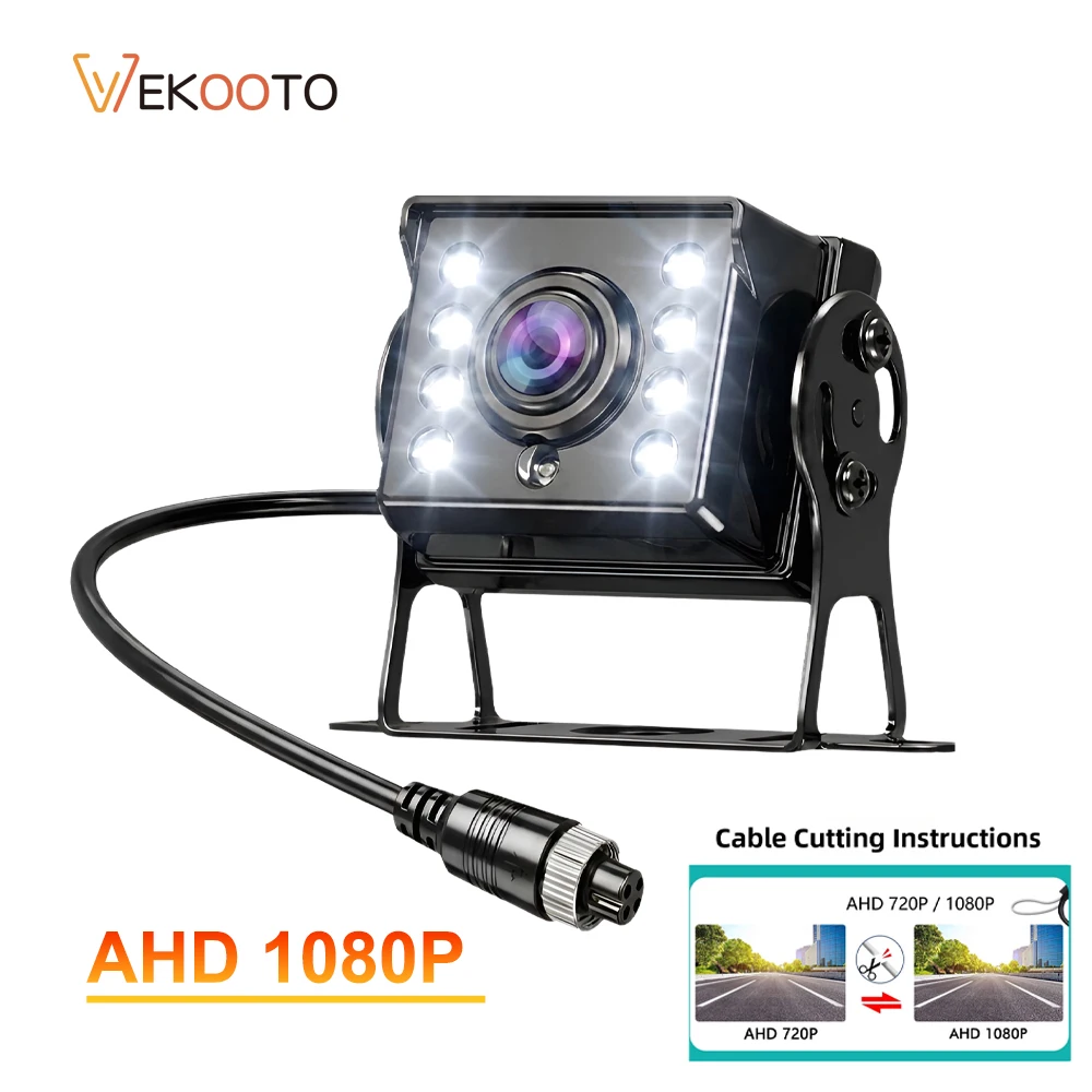 Truck AHD Backup Camera 1080P 8LED White Light Color Night Vision Intelligent Induction 12V Rear View for Trailer Van Bus RV
