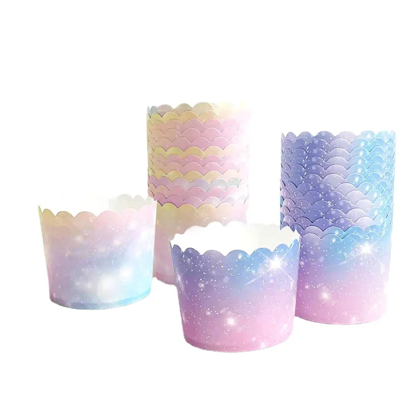 

400 PCS Starry Sky Paper Cake Baking Cup Cupcake Muffin Cases Disposable Wrappers for Party Wedding Festival Wholesale XB