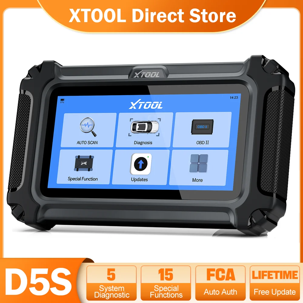 

XTOOL D5S 2024 Новый OBD2 Диагностический Инструмент: Двигатель, ABS, EPB, SRS, TCM, Автоматический Сканер 5 Систем, FCA AutoAuth, Встроенный CAN FD, С Бесплатным Пожизненным Обновлением, Бесплатная Доставка.