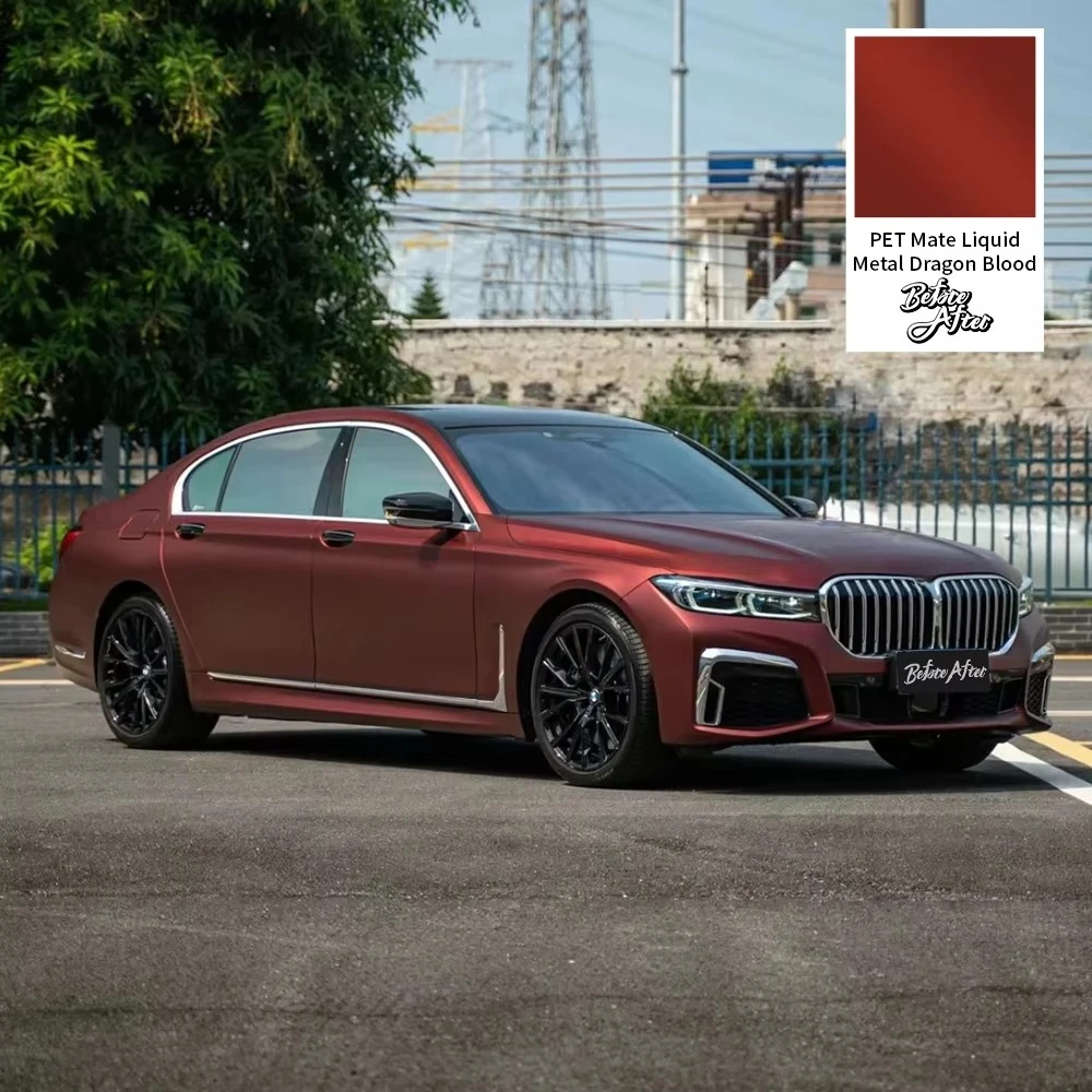High Quality 17M*1.52M PET Matte Liquid Metal Dragon Blood Vinyl Wrap Bubble Free Original Paint Matte Car Wrap Vinyl