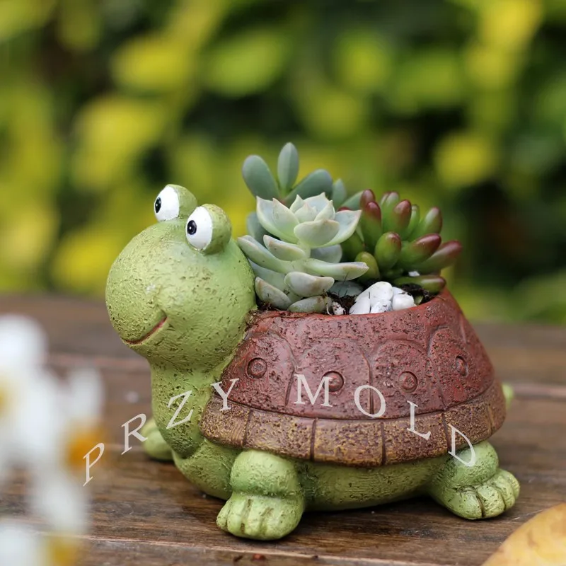 Mold Silicone Animal Multi-meat Flowerpot House Garden Decorations Cement Clay Mould Stupid Tortoise Lovely Silicone Rubber PRZY