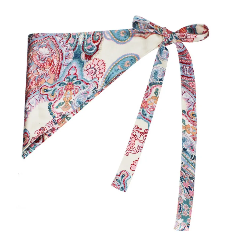 Chinese Style Ethnic Triangular Waistband Embroidered Printing Jeans Decor Floral Triangular Belt Tassel Clothing Accessories