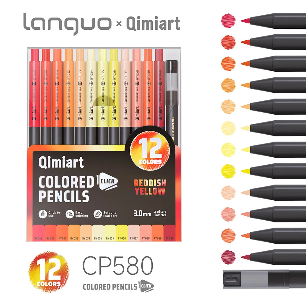 Languo 12/96 Farben Klick-Buntstifte 3,0mm Ölbasierte Weichkernstifte zum Zeichnen, Skizzieren, Malen für Malbücher und Kunstbedarf – Detail 30