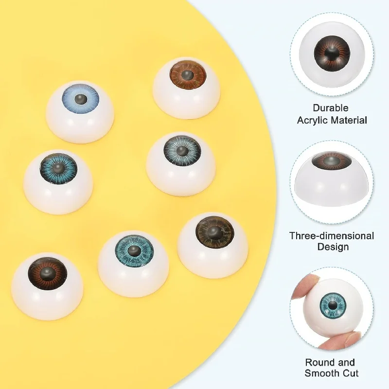 4 Pairs of Doll Eyes 3D Realistic Doll Eye Accessories Dimensional High-Gloss Lifelike Doll Eyes Random Eye Colors