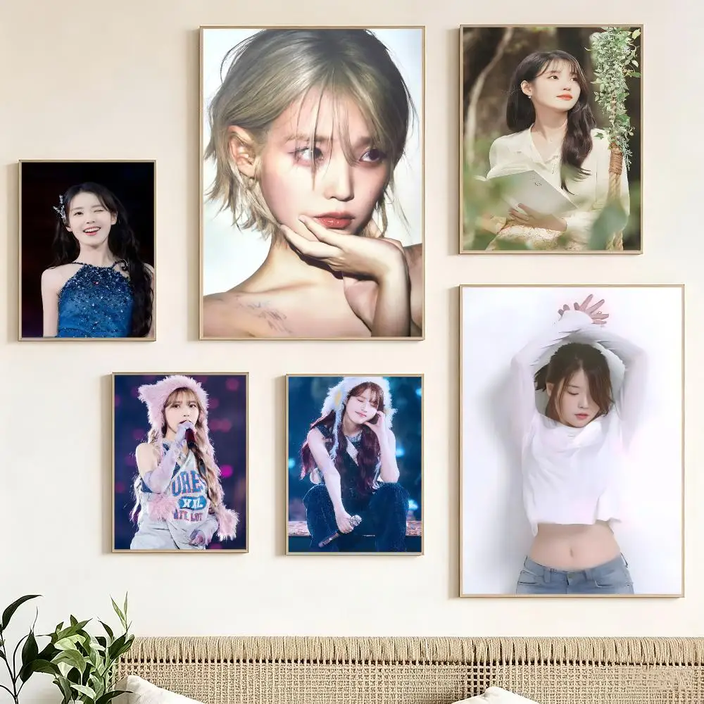 Korean Singer IU L-Lee Ji eun Poster Print Painting Home Decor for Bedroom Living Room Hallway