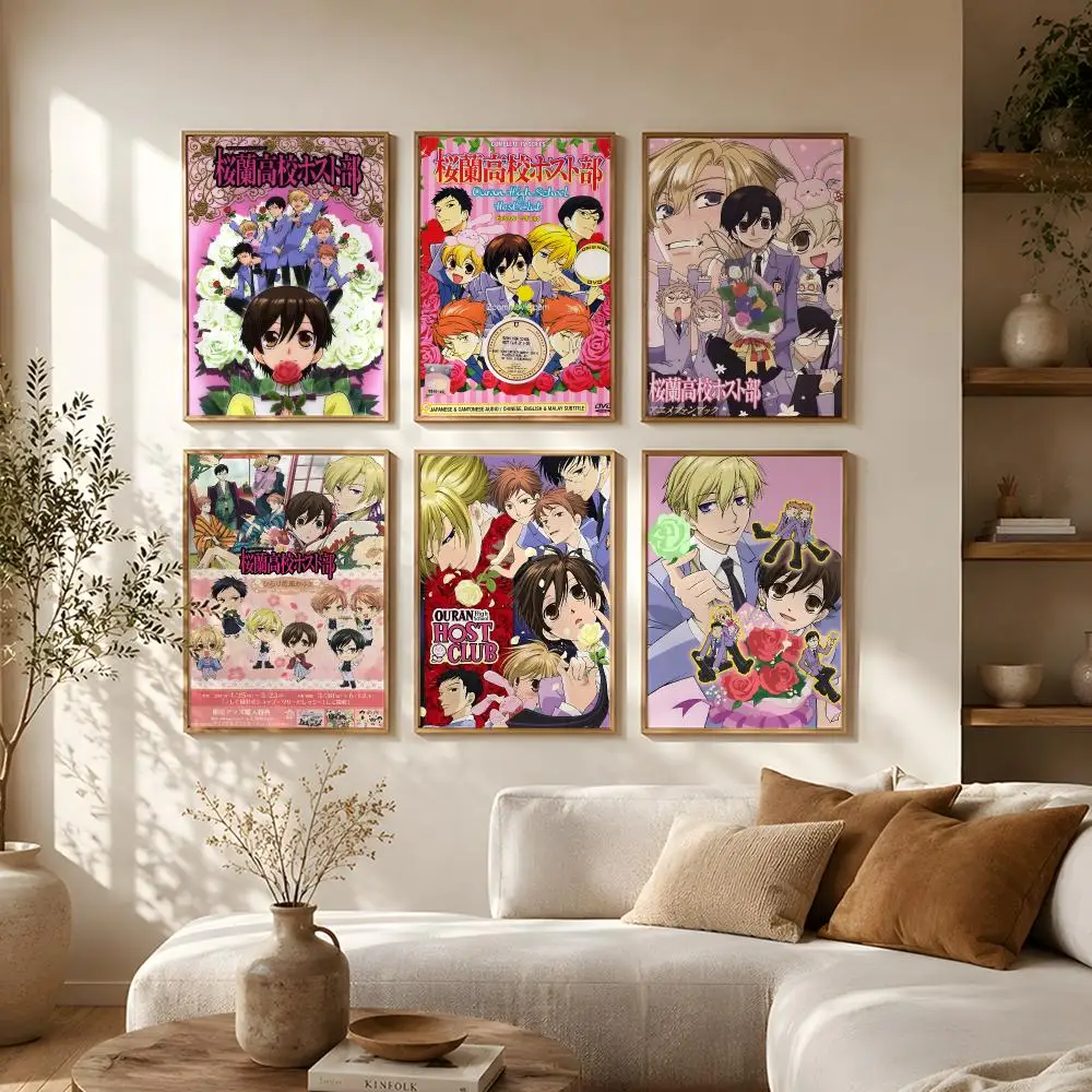 Anime Ouran High School Host Club Poster Self-Adhesive HD Mural Wall Decals, Living Room Bedroom Home Decor Gift