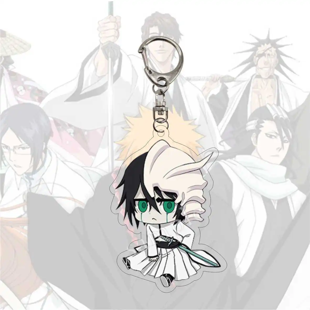 Original Anime Bleach Keychain  for women and men, acrylic keychain with a comical character, bag accessories, school pendants,