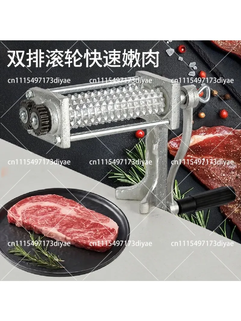 Manual Aluminum Cast Iron Meat Tenderizer, Labor-Saving Household Kitchen Tool for Steak