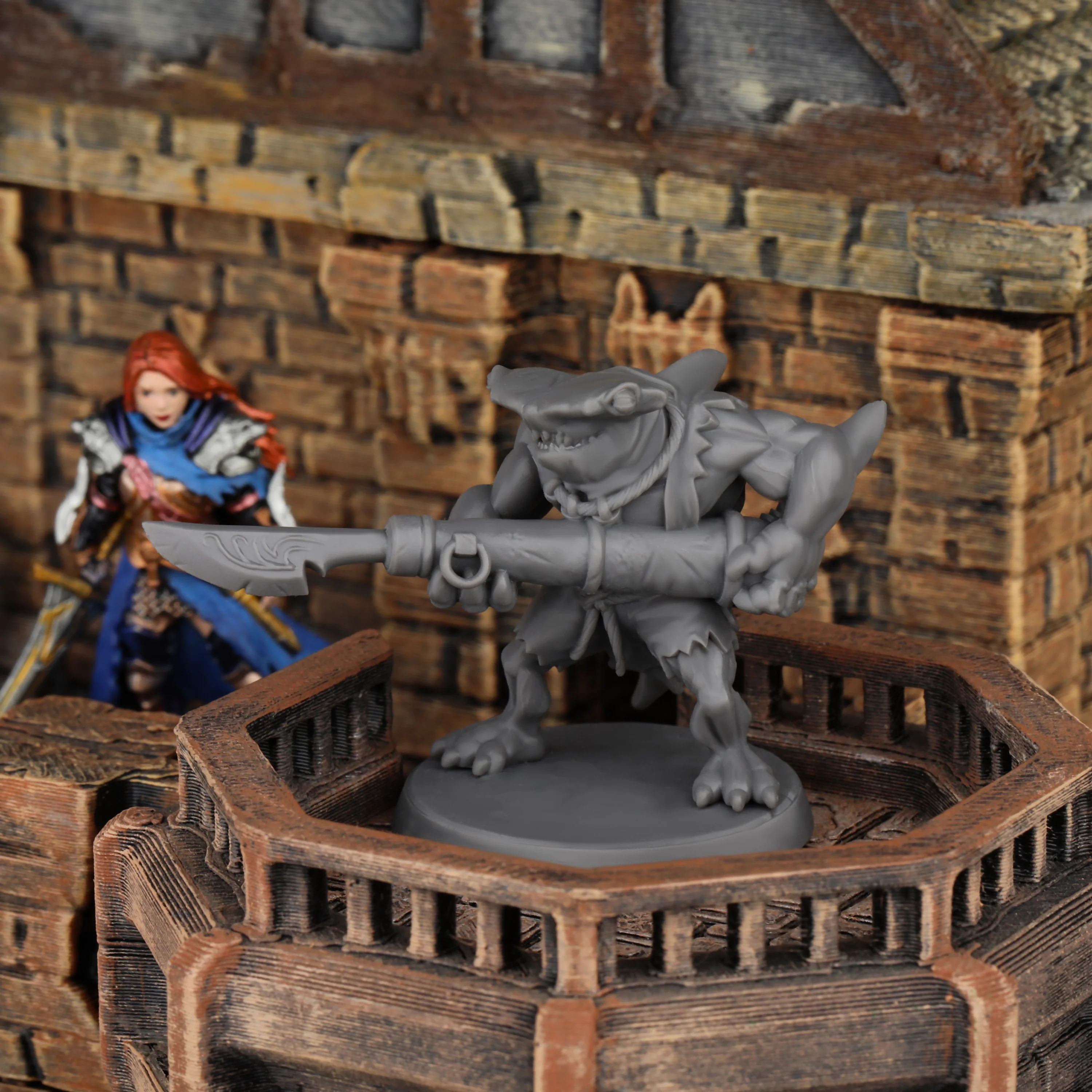 TTRPG Shark with Harpoon Miniature - Fantasy RPG Board Game Figure, Vivid Design, Elevate RPG Adventures, Collectible Gift