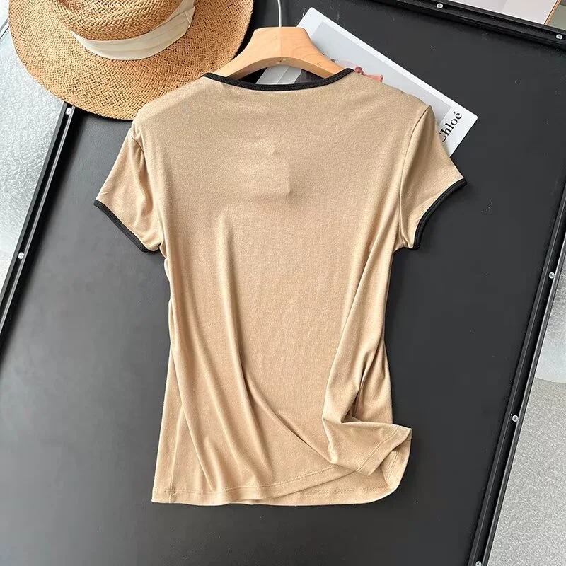 

Повседневная футболка из модала и хлопка ort Sve, круглая, Ne Color Blo Design, базовый женский топ, летний бренд Faion TR