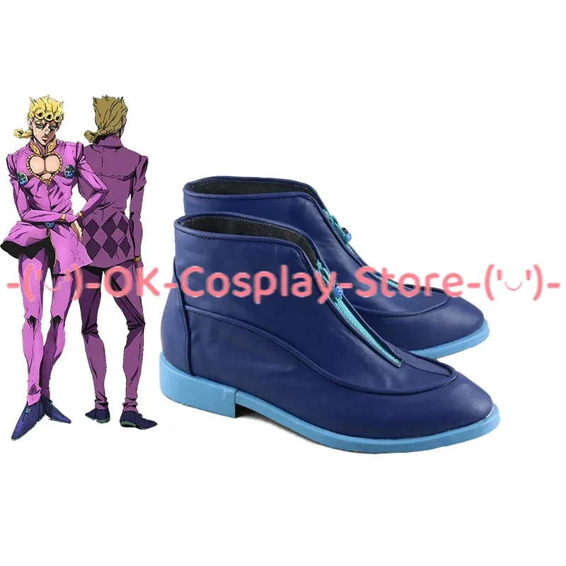 Anime JoJo's Bizarre Adventure Giorno Giovanna Cosplay Shoes PU Leather Shoes Cosplay Prop Halloween Boot Custom Made