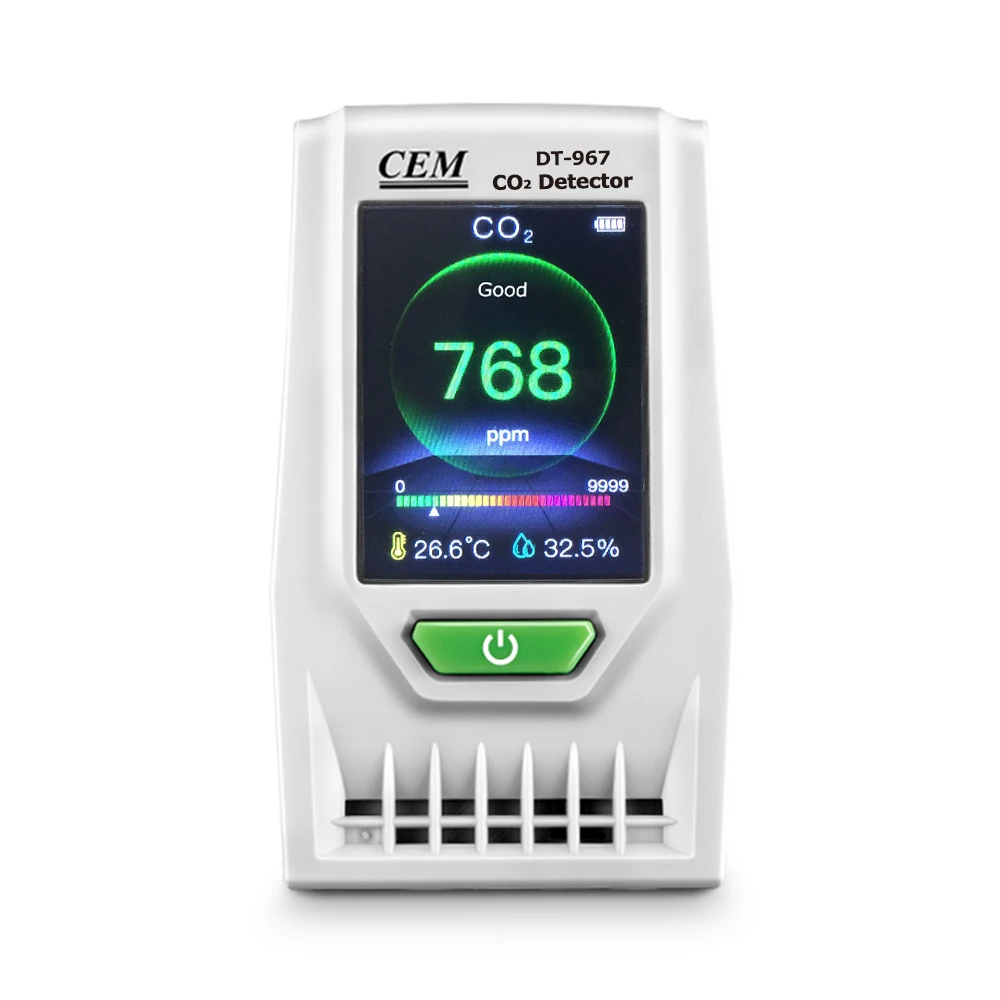 CEM DT-967 CO2 Carbon Dioxide Detector, 10-in-1 Indoor Air Quality Monitor Portable CO2 Monitor, Temperature, and Humidity