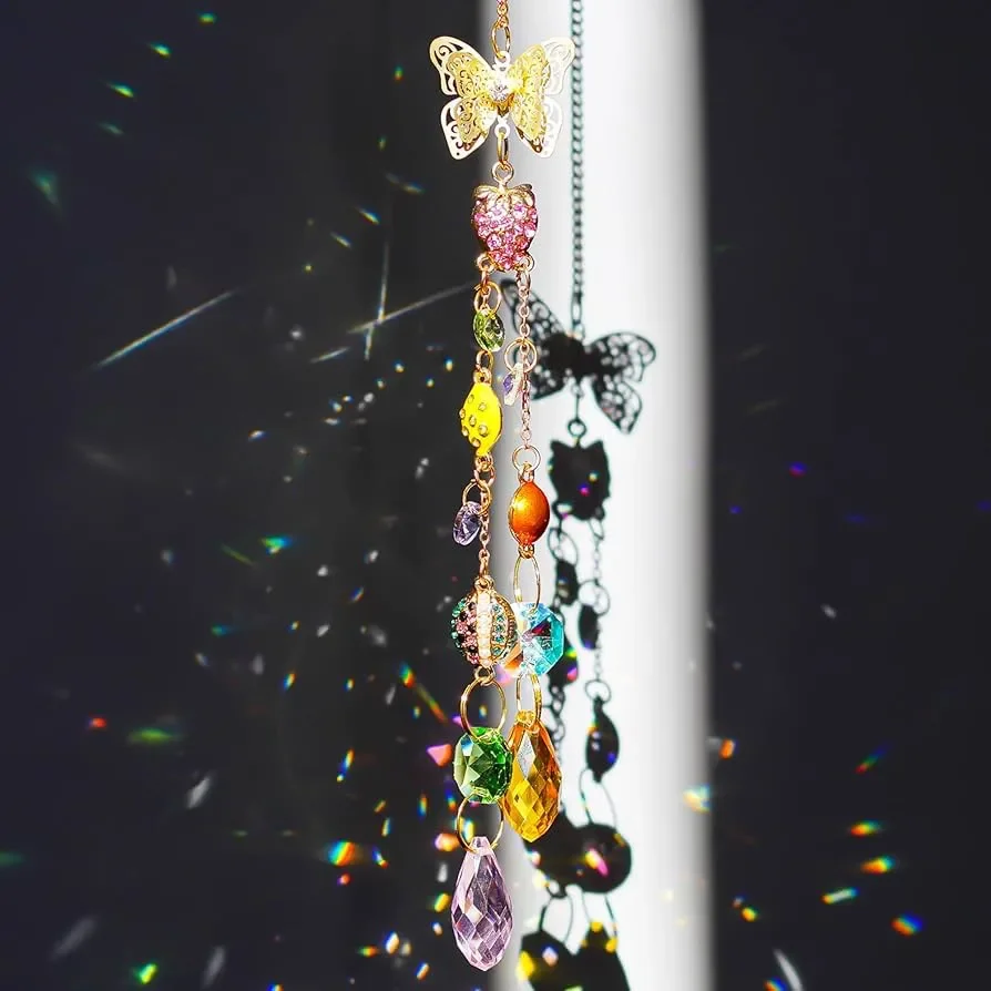 Crystal Suncatchers Hanging Wind Chimes Rainbow Maker Sparkling Crystals Ball Prisms Bead Chain Pendant Garden Wedding Decor