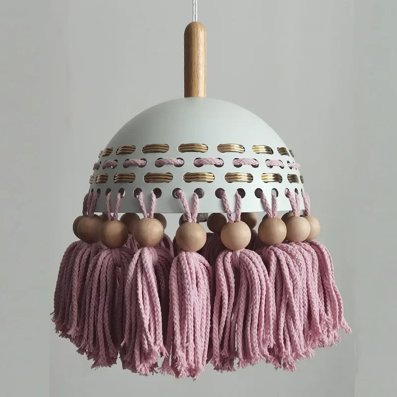 SANDYHA Bohemian LED Pendant Light Handmade Hemp Rope Chandelier for Living Room Bedroom Restaurant Decoration Modern Hanging