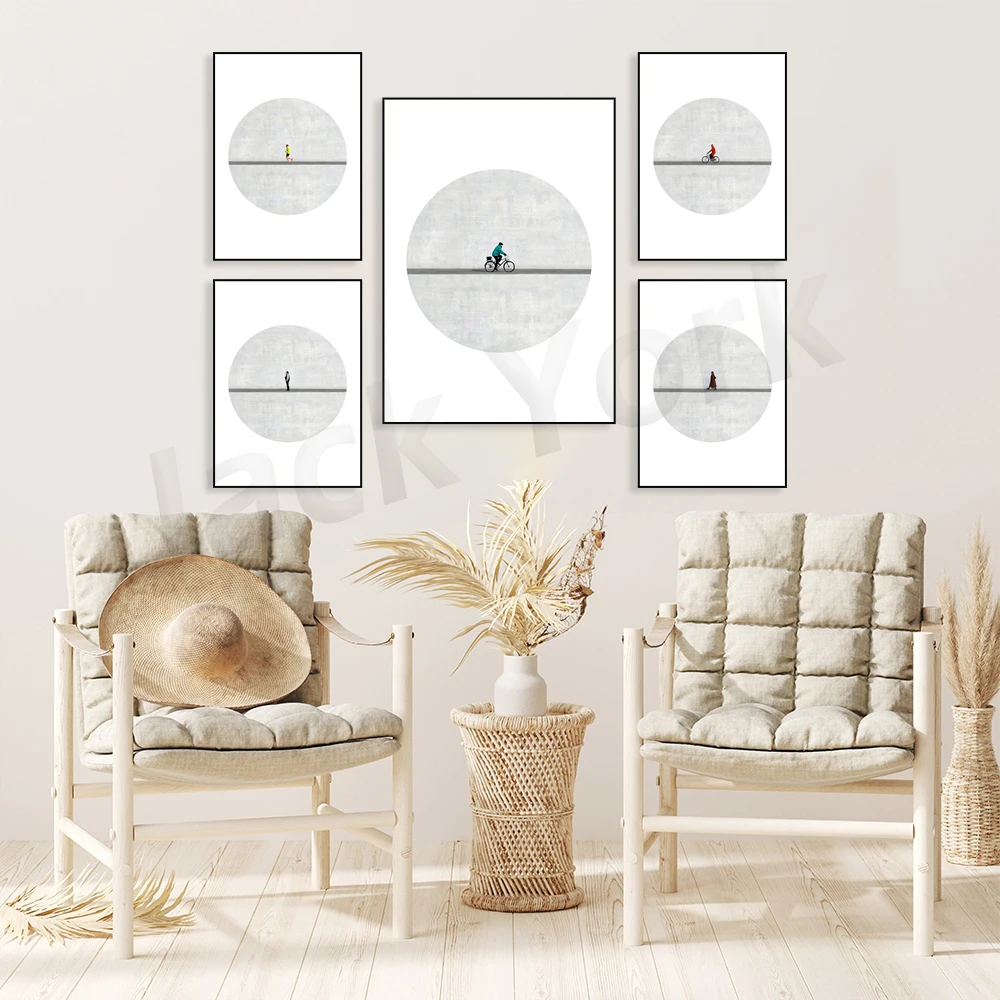 Wall art minimalist Isolation  Modern living room wall decor, simple office decor, round photo prints