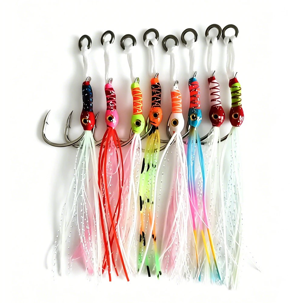 4pcs/bag Available Luminous Bionic Metal Jig Single Hook 3D Eyes Small Fish Fluorescent Tinsel Lure Saltwater Fish Sea Fishing