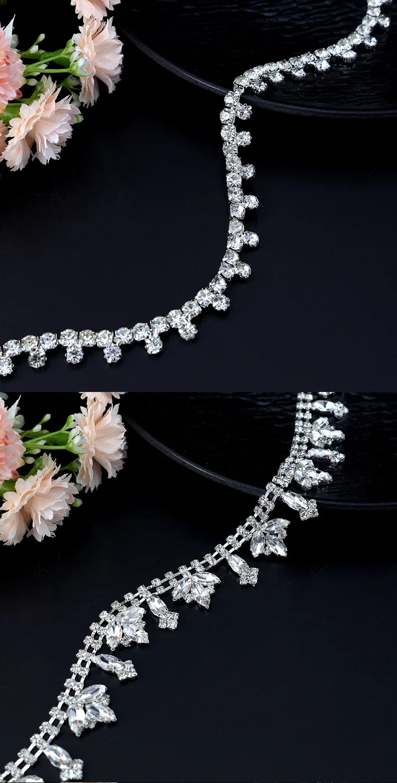 10 Meter Strass-Kettenborte Fransen Kristall-Diamant-Accessoires DIY-Bastelbedarf Hochzeitsdekoration Geschenk Unregelmäßiges Strassband – Detail 3
