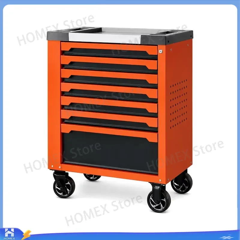 6 Drawer Rolling Tool Chest Cabinet Storage Organizer Cart with Tools for Garage Workshop Repair