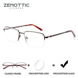 ZENOTTIC Half Rim Prescription Glasses Men Business Optical Spectacles Anti Blue Rays Photochromic Myopia Progressive Eyeglasses