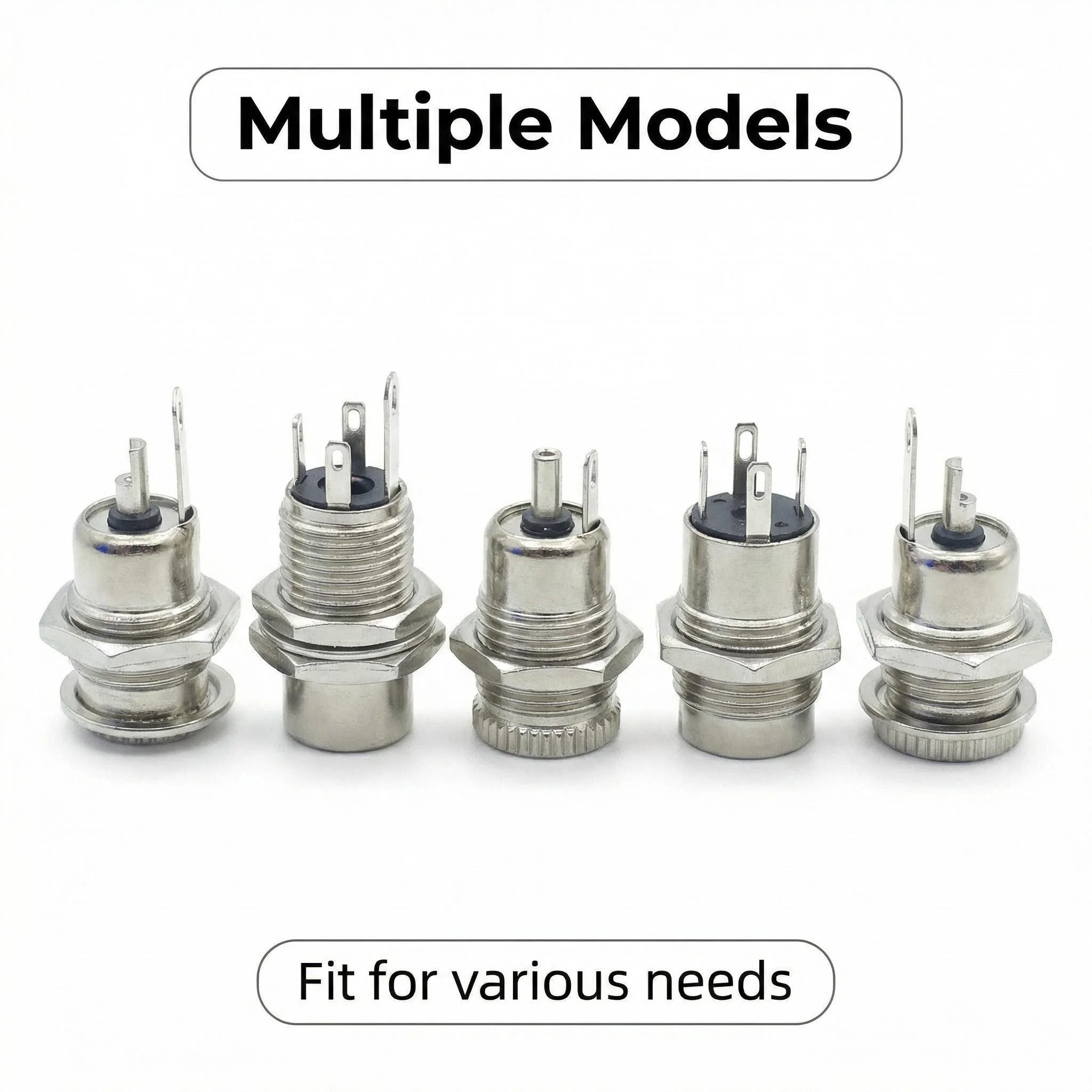 10Pcs Metal DC099 DC-099 5.5*2.1mm/5.5 x 2.5mm DC Power Supply Jack Socket Female Panel Mount PCB Connector With Waterproof Caps