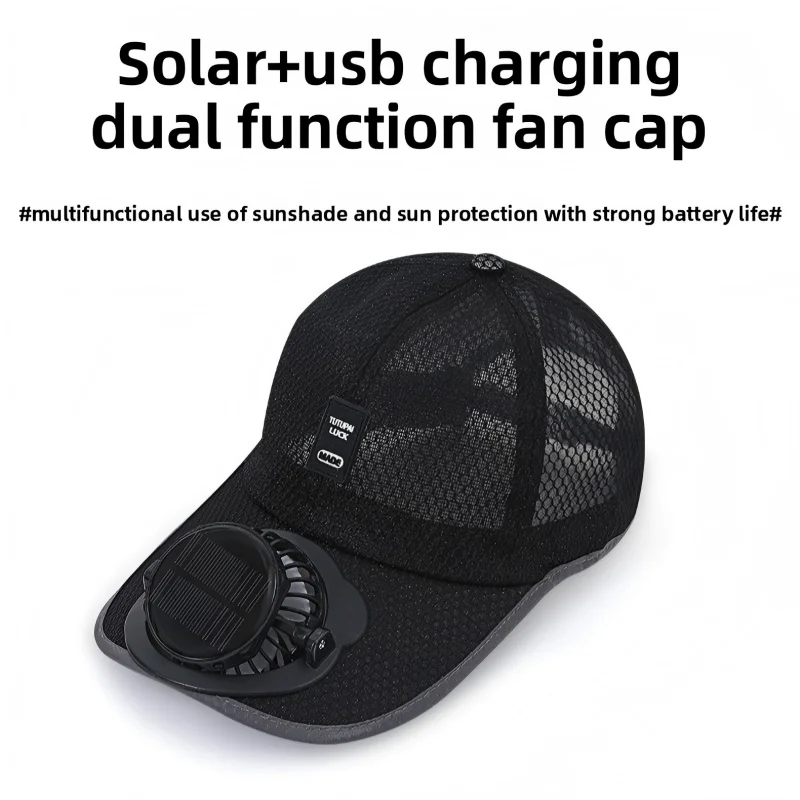 Breathable Sunhat with Solar Fan Sun Block Baseball Hat with Solar Fan USB Charging Fan Outdoor Sunhats Sunscreen Sunshade Hats