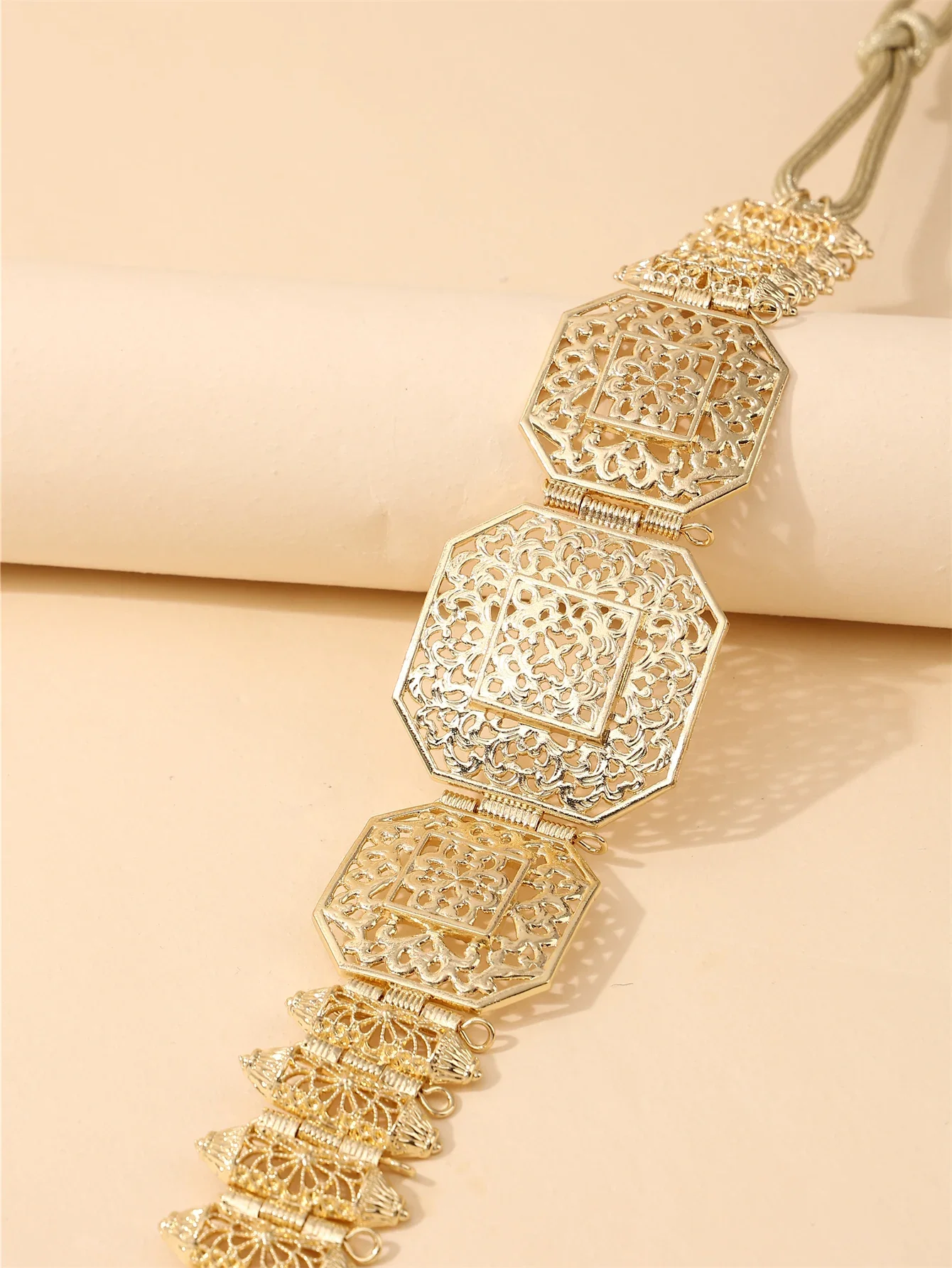 Simple Gold Moroccan Bridal Popular Hollow-Out Waist Chain Retro Style Arab Ladies' Wedding Festival and Party Accessories