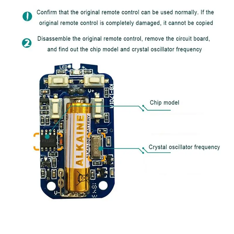 【NEWLY】 2 x 433 MHz kabellose Kopierfernbedienung, RF-Kopiercontroller, Garagentor-Klon, Code, Sender, Duplikator, Schlüssel