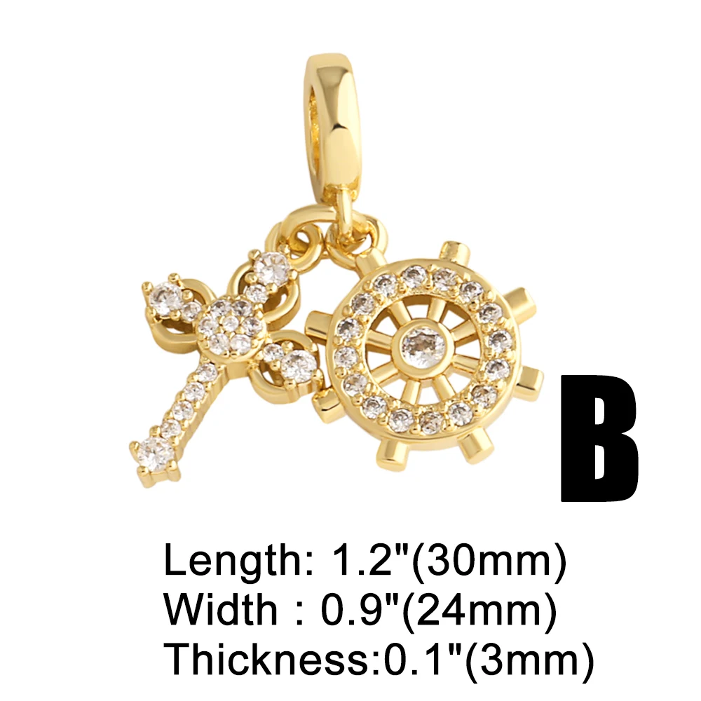 OCESRIO White Crystal Virgin Mary Medal Pendant for Necklace Copper Gold Plated Cross Anchor Jewelry Making Component pdta176 view 6