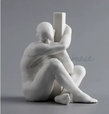 

White Sculpture Boy Decorative Arts and Crafts -Ceramic Matte Glazed Male Home decoration ornaments and gifts