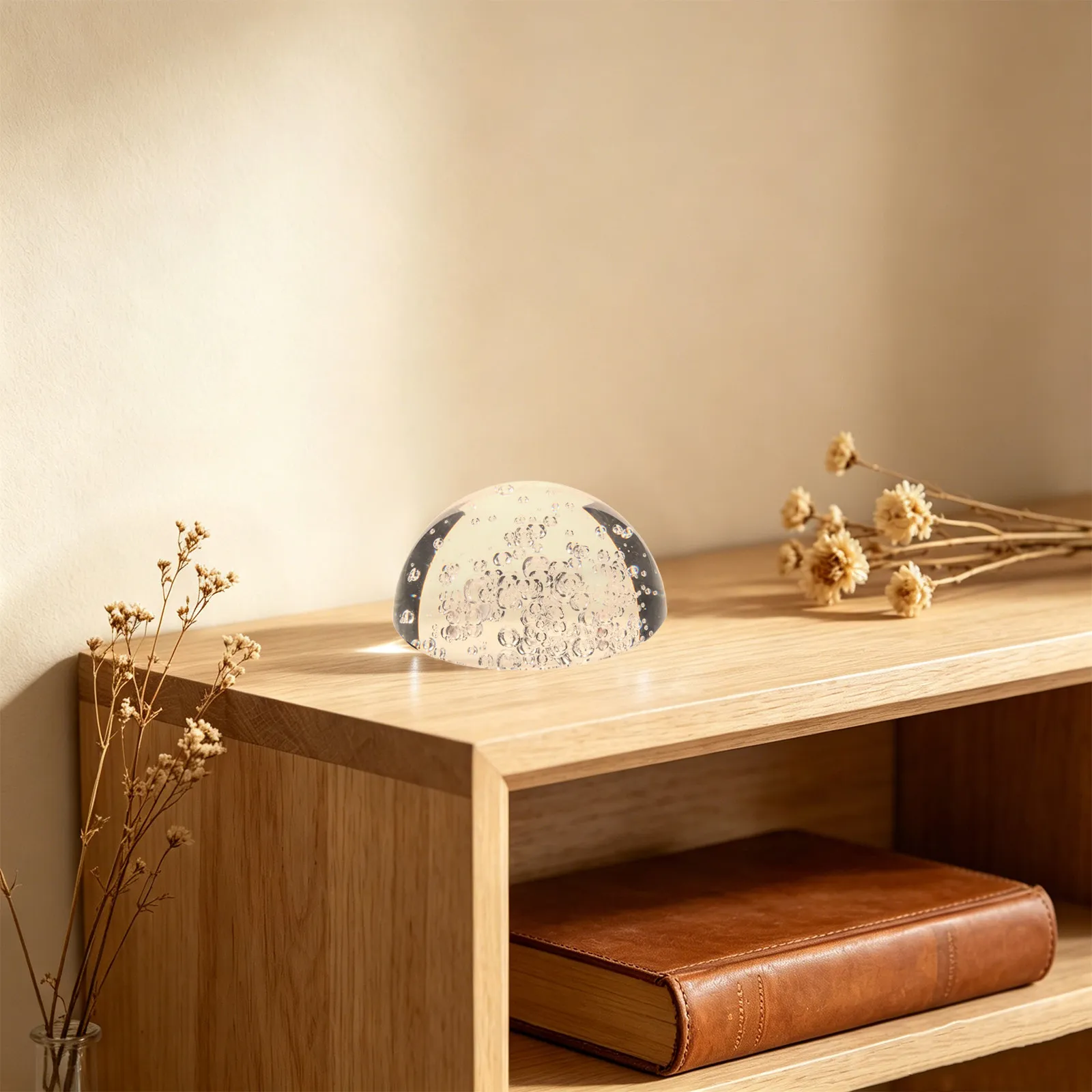 Half Crystal Ball Transparent Sphere 80Mm Clear Glass Globe Lens Decorative Globe for Home Office Desktop Dome Paperweight