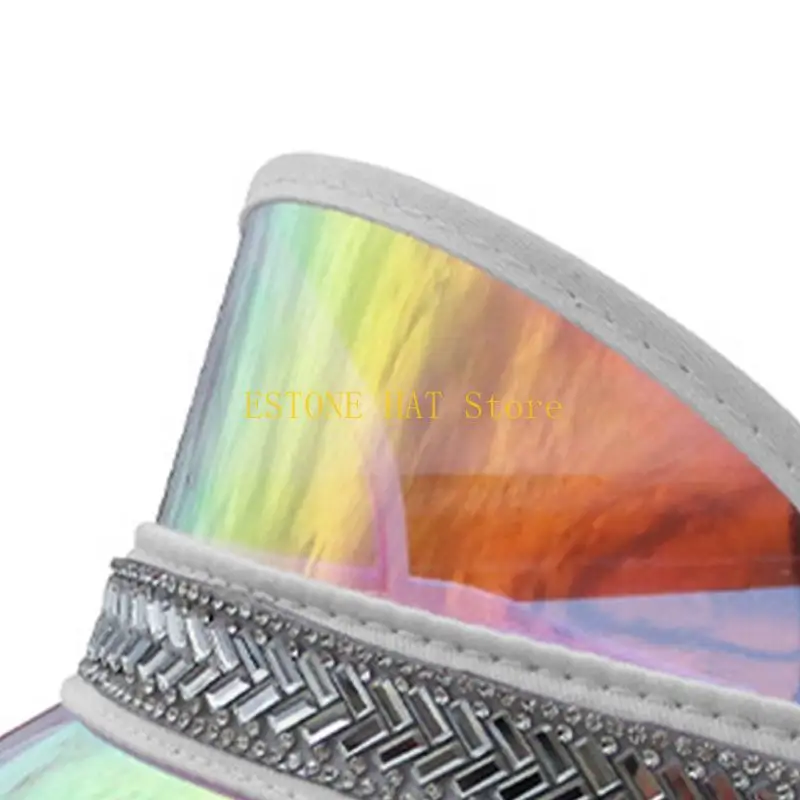 

49MF музыкальная фестивальная шляпа от солнца для женщин и мужчин с кисточками и стразами, летняя кепка от солнца из ПВХ, от с с