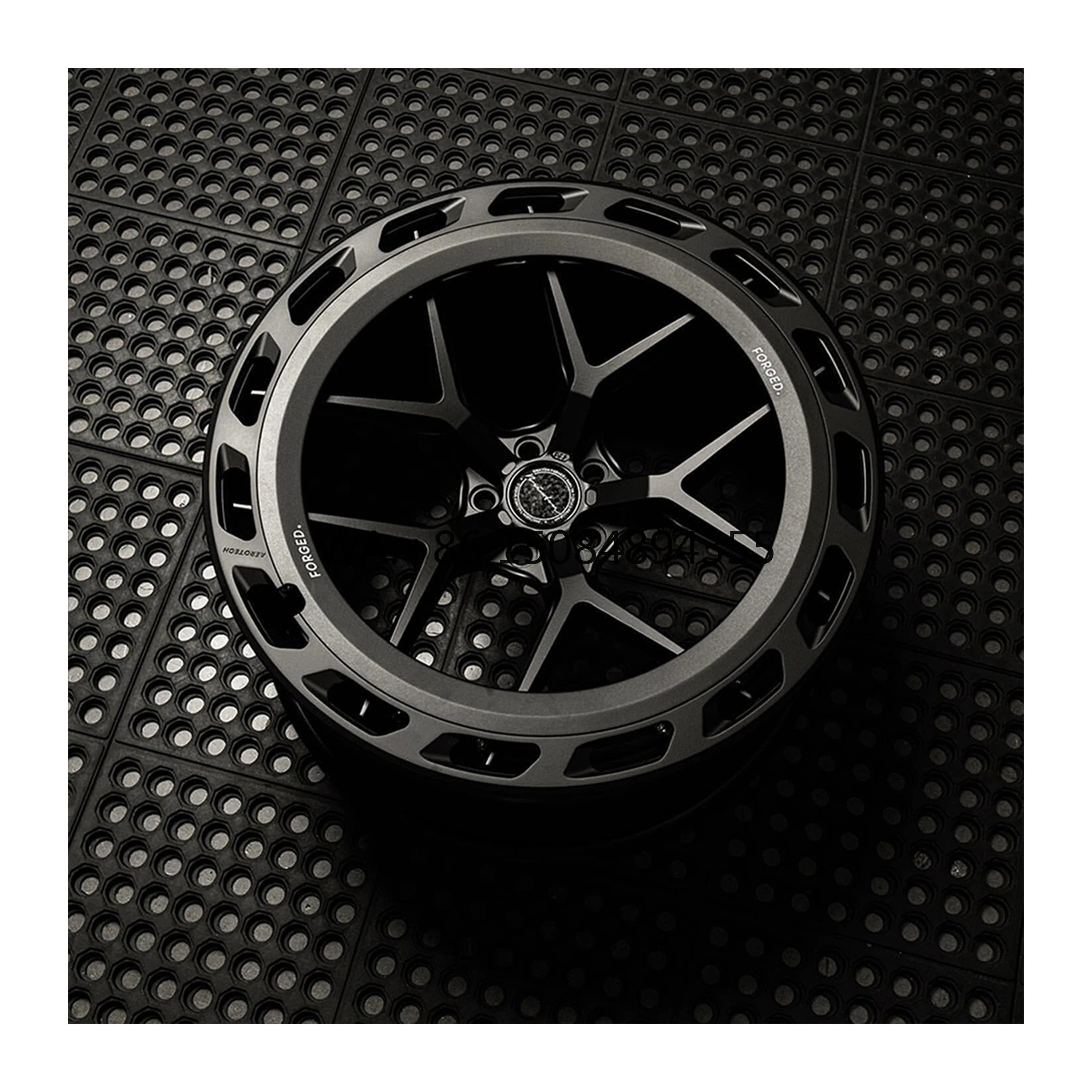 Custom Forged 19-22 Inch Matte Black Alloy Wheels, 5x120 PCD with Decorative Ring for Modern Performance Sports Car Upgrades