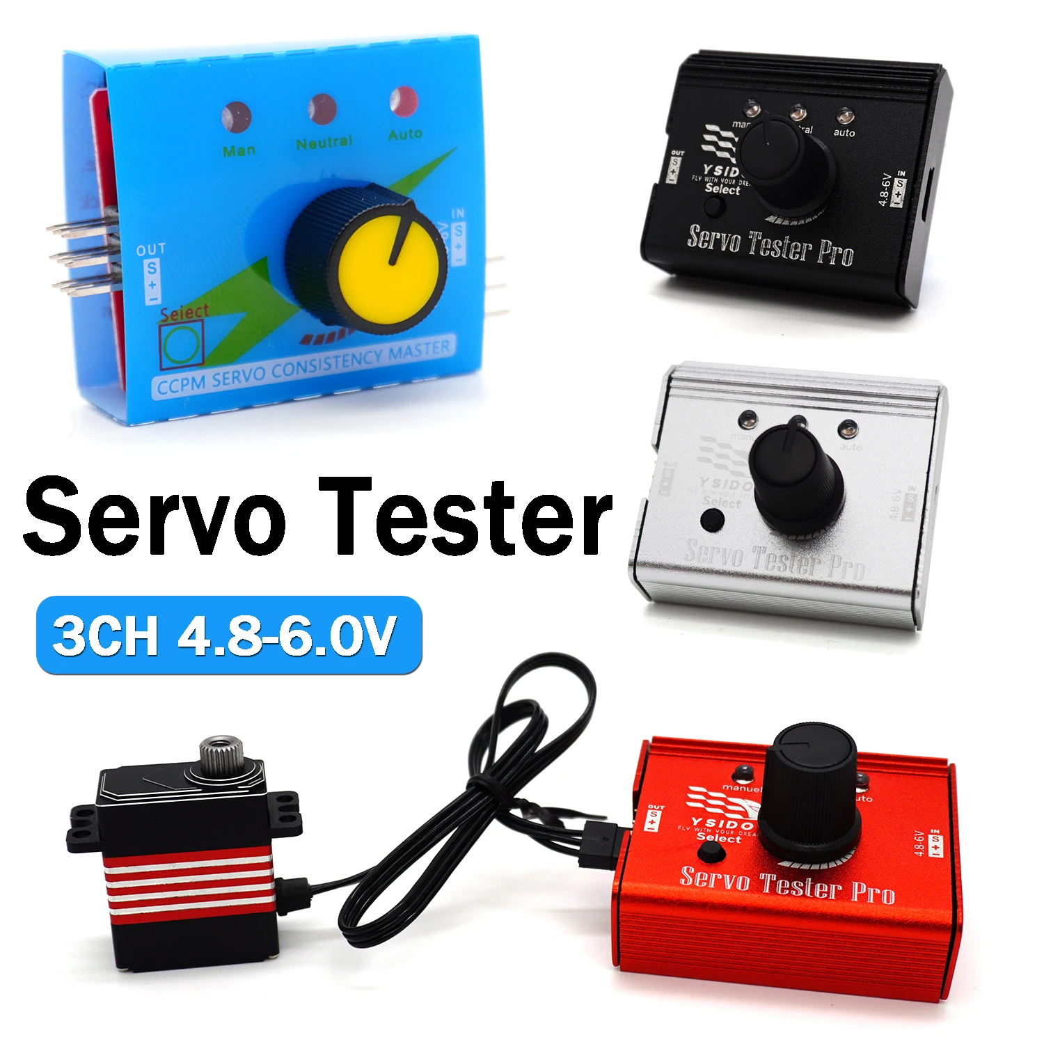 RC Digital Servo Tester 3CH 4.8-6.0V Consistency Speed ​​Controller Checker for RC Model Helicopter Plane Car Servo Tester Tool